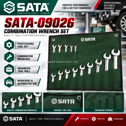 SATA 09026 Combination Wrench Set 14pc, 8mm-24mm,Metric,3kg,
