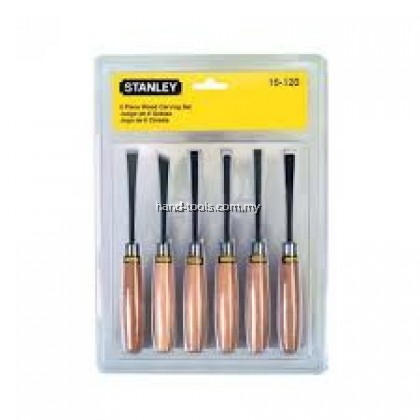STANLEY 16-120 6-PIECE WOOD CARVING SET Square & sken chisel,curved & straight gouge,curved flat, curved U tool STANLEY 16-120 6-PIECE WOOD CARVING SET Square & sken chisel,curved & straight gouge,curved flat, curved U tool