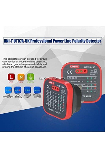 UNI-T UT07A-UK 18 AMP ELCB & SOCKET TESTER