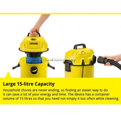 Karcher WD1 Wet and Dry Vacuum Cleaner (1000W/15L)