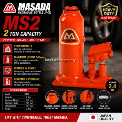 masada ms-2 2ton short bottle jack with handle masada ms-2 2ton short bottle jack with handle