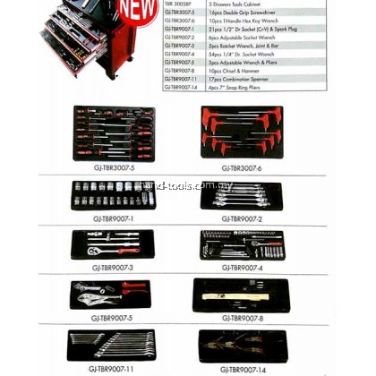 TBR3005BP/146T 5 Drawers Tool Roller Cabinet with 143pcs Tools Set TBR3005BP/146T 5 Drawers Tool Roller Cabinet with 143pcs Tools Set