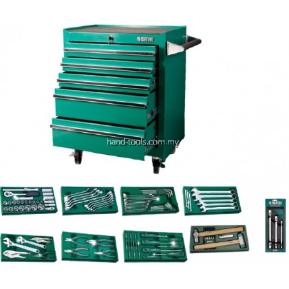 Sata 95121p-5 140 PCS TOOLS SET WITH 5 DRAWER ROLLER CABINET