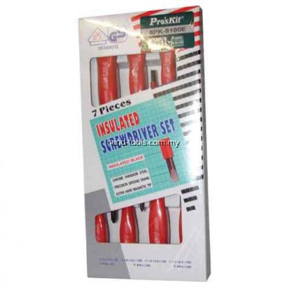 Proskit 8PK-8100E Set Pemutar Skru Penebat 1000V (7 Keping) Insulated Screwdriver Set (1000V)
