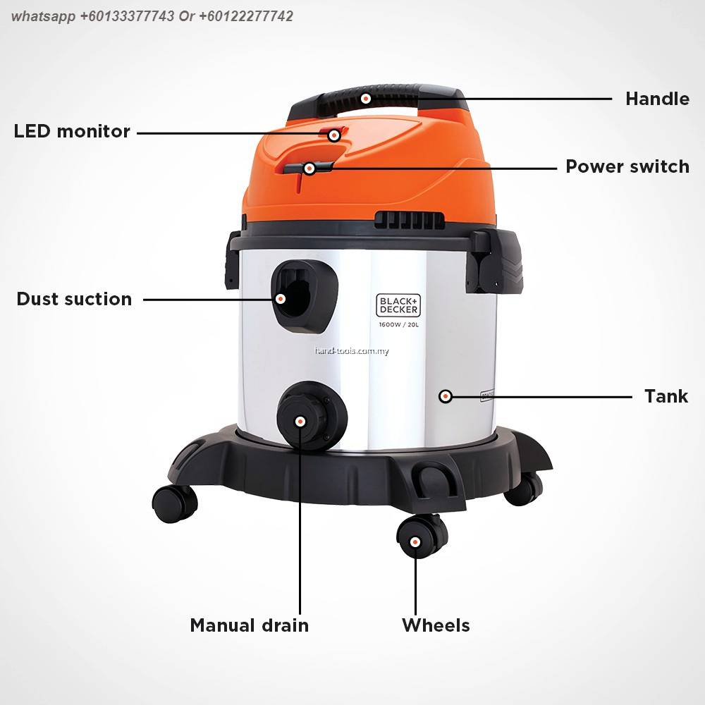 Black & Decker BDWDS20 1600W 20L Wet & Dry Vacuum Cleaner Blower ( BDWD20 )