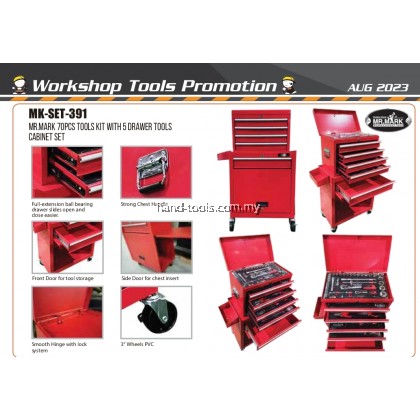 Mr.Mark MK-SET-391 70PCS TOOLS KIT WITH 5 DRAWER TOOLS CABINET SET Mr.Mark MK-SET-391 70PCS TOOLS KIT WITH 5 DRAWER TOOLS CABINET SET