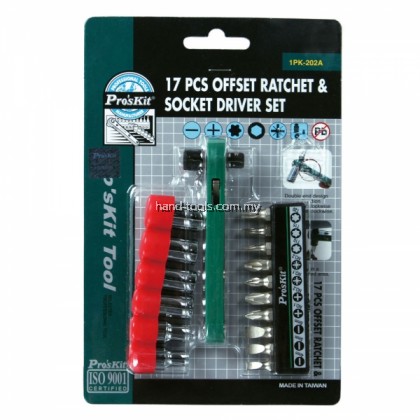 ProsKit 1PK-202A 17 PCS Offset Ratchet & Socket Driver Set