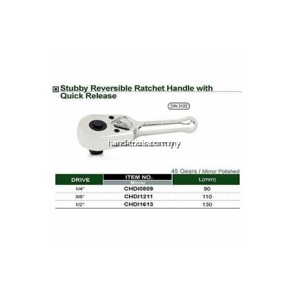 Toptul CHDI1211 3/8in Drive 45 Tooth Stubby Reversible Quick Release Ratchet Toptul CHDI1211 3/8in Drive 45 Tooth Stubby Reversible Quick Release Ratchet