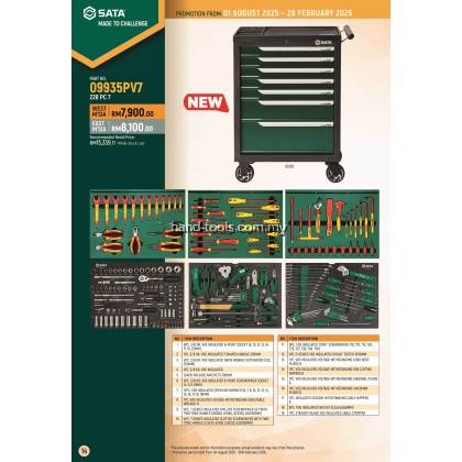 Sata 09935PV7 228pcs EV CAR TOOL TROLLEY SET Sata 09935PV7 228pcs EV CAR TOOL TROLLEY SET