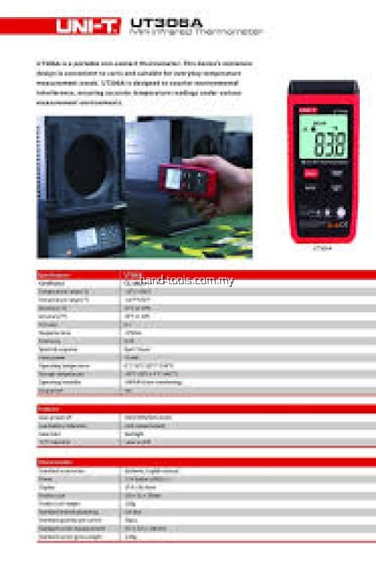 UNI-T 306A Mini Infrared Thermometer (UT306A), -35℃~300℃, with Backlight
