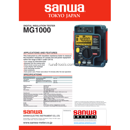 SANWA MG1000 Insulation Tester (MG1000)