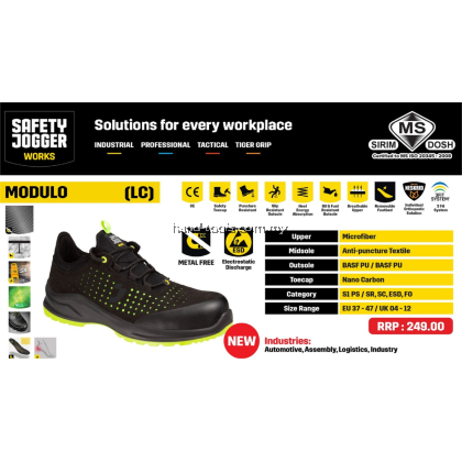 Safety Jogger Modulo ESD S1PS Safety Shoes Stylish Modern Colourful Sporty Lightweight Metal Free Kasut Keselamatan 