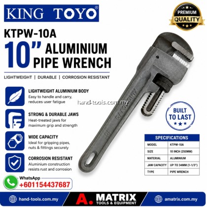 kingtoyo ktpw-10a10inch Aluminium Pipe Wrench kingtoyo ktpw-10a10inch Aluminium Pipe Wrench