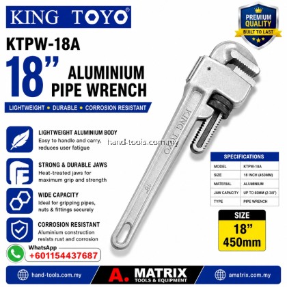 kingtoyo ktpw-18a 18inch Aluminium Pipe Wrench kingtoyo ktpw-18a 18inch Aluminium Pipe Wrench