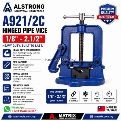 ALSTRONG A921/2C 1/8"-2.1/2" HINGED PIPE VICE 1/8"-2.1/2" ALSTRONG A921/2C 1/8"-2.1/2" HINGED PIPE VICE 1/8"-2.1/2"