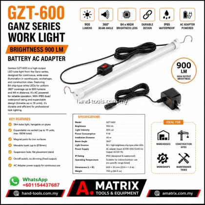 GZT-600 Ganz Series Work Light, Brightness 900 LM, Battery AC Adapter GZT-600 Ganz Series Work Light, Brightness 900 LM, Battery AC Adapter