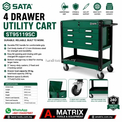 Sata st95119sc 4 Drawer Utility Cart