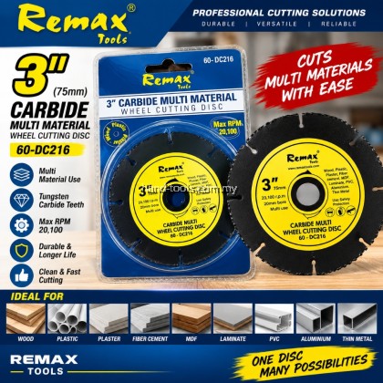 REMAX-60-DC216-3"X10mm-(Bore)-CARBIDE-MULTI-MATERIAL-WHEEL-DISC-Multi-Material-Blade